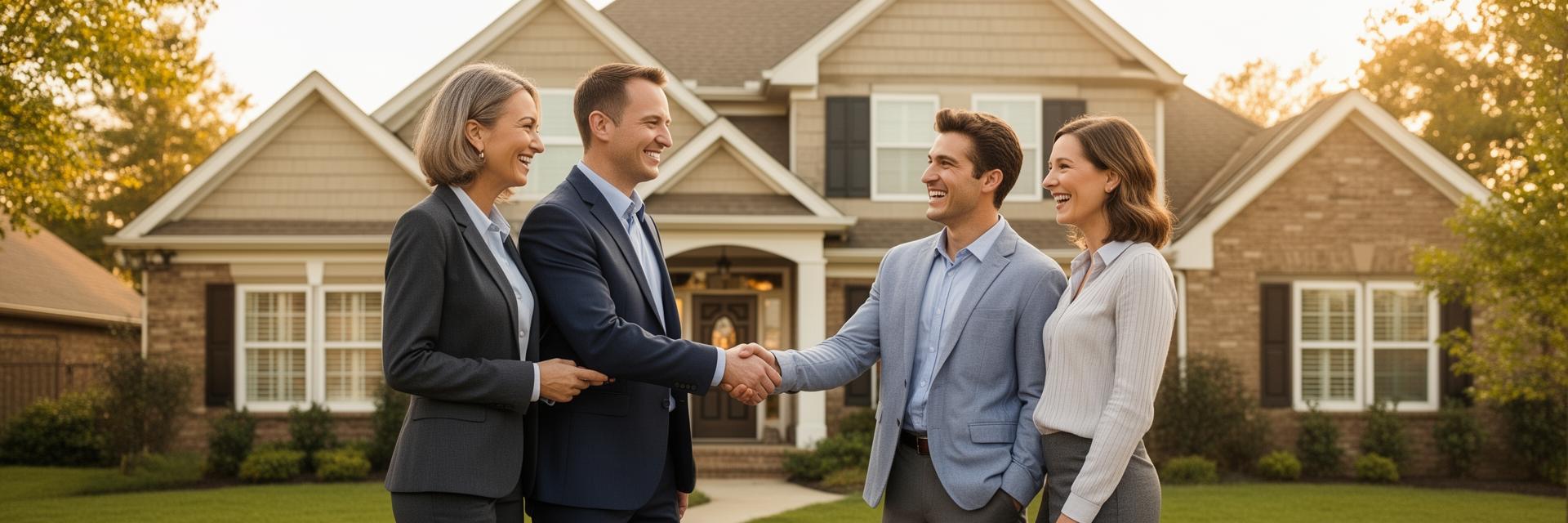 Real estate agents helping home buyers
