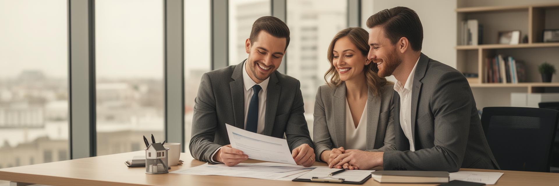 Mortgage lender helping a couple